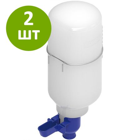 Поилка навесная с емкостью 2 л пластик, узкая, комплект 2 шт.