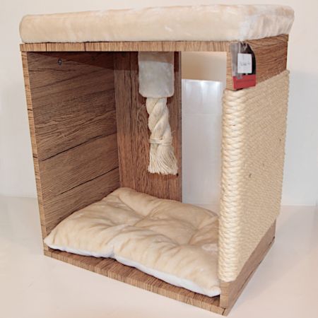 Когтеточка-пуфик 50х35х60 см, бежевый