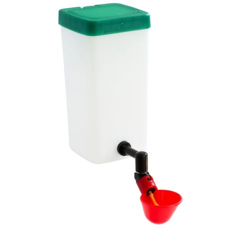 Поилка чашечная с бачком HobbyFarm для кур с креплением на клетку, 1 л, красная