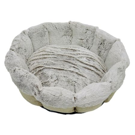 Лежак Pet Choice для собак и кошек, круглый с бортом 55х55х16 см, меховой, серый
