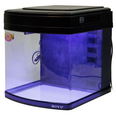 Аквариум Boyu Happy Family HS-45A панорамный, 65 л, с фильтром, УФ-стерилизатором и освещением, черный