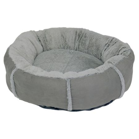 Лежак подушка Pet Choice для собак и кошек, круглый 56х56х15 см, меховой, серый