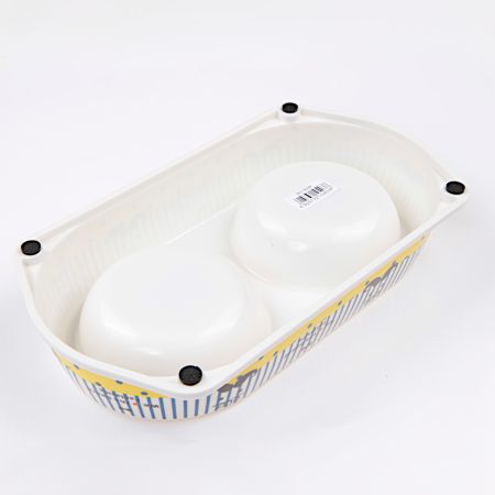 Миска двойная, 25х14х4.5 см, 180+180 мл, желтый