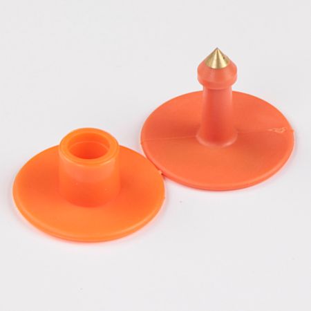 Бирка двойная 30 мм с номером, оранжевая, круглая, 100 шт. для свиней, коз, овец, собак и других животных