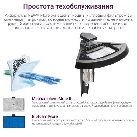 Аквариум с тумбой Newa More reef NMO 30RW Daylight LED, 28 л, с фильтром, скиммером, нагревателем и освещением рассвет-закат, белый NEW VERSION