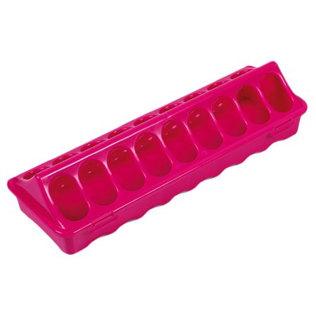 Кормушка-поилка лотковая 30 см пластик для цыплят, розовый