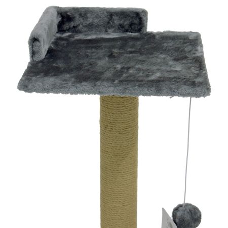 Когтеточка-лежак 35х35х60 см, c игрушкой, темно-серый