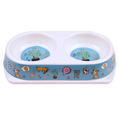 Миска двойная, 25х14х4.5 см, 180+180 мл, кактус