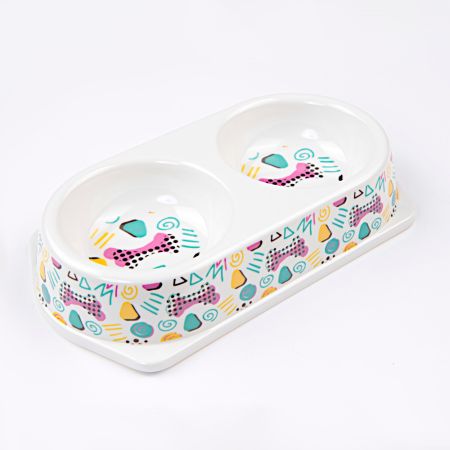 Миска двойная, 25х14х4.5 см, 180+180 мл, белый