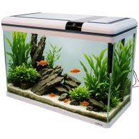 Аквариум Boyu Suspension XF-80, 128 л, панорамный, сенсорный LED светильник и фильтр, белый