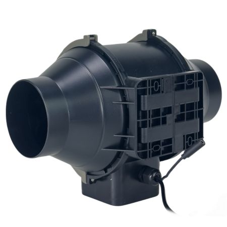 Вентилятор для гроубокса HobbyFarm канальный встроенный с регулятором, бесшумный, 4", пластик