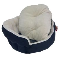 Лежак с бортом 53х47х18 см, вельвет, съемная подушка, черно-белый Лежак с бортом 53х47х18 см, вельвет, съемная подушка, черно-белый