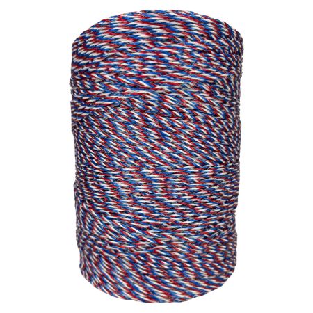 Провод для электропастуха FarmGuard белый с красным и синим 2,5 мм / 1000 м / 3x0,3 мм