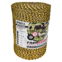 Провод для электропастуха FarmGuard желтый с черным 2,5 мм / 1000 м / 6х0,2 мм SS