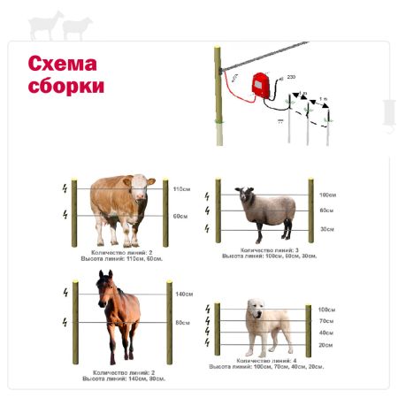 Комплект электропастуха Olli для коз и овец 220В на 500 м