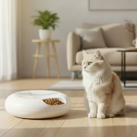 Автокормушка Petzengo PF13 LED для сухого и влажного корма c охлаждением, белая