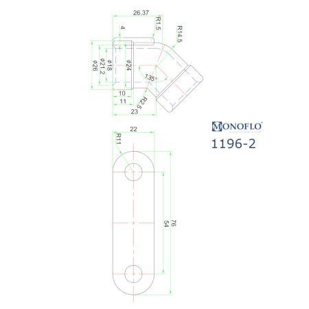 Крепление для ниппельной поилки 45°, нерж. 1/2 - 1/2"