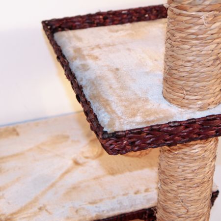 Когтеточка-комплекс с домиком 48х48х141 см, бежевый Когтеточка-комплекс с домиком 48х48х141 см, бежевый