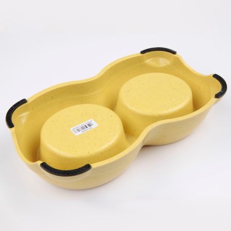 Миска двойная, 26×15×5.5 см, 250+250 мл, желтый Миска двойная, 26×15×5.5 см, 250+250 мл, желтый