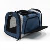 Сумка переноска складная для собак и кошек 46х28х29 см, синий/серый