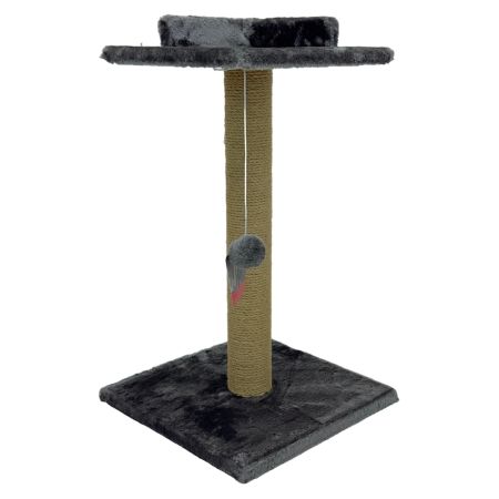 Когтеточка-лежак 35х35х60 см, c игрушкой, темно-серый