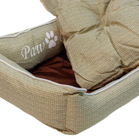 Лежак с бортом 84х66х19 см, съемная меховая подушка, бежевый Лежак с бортом 84х66х19 см, съемная меховая подушка, бежевый