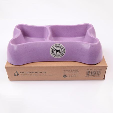 Миска двойная, 26.5x15x5 см, 300+250 мл, фиолетовый