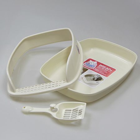 Лоток для кошек с совком Catidea 46х36х15 см, кремовый