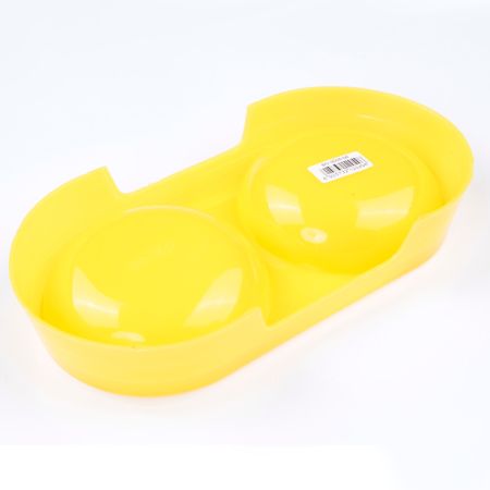 Миска двойная, 22x23.5x3.8 см, 200+200 мл, желтый