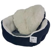 Лежак с бортом 53х47х18 см, вельвет, съемная подушка, черно-белый Лежак с бортом 53х47х18 см, вельвет, съемная подушка, черно-белый