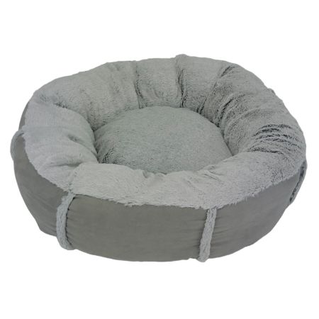 Лежак подушка Pet Choice для собак и кошек, круглый 56х56х15 см, меховой, серый