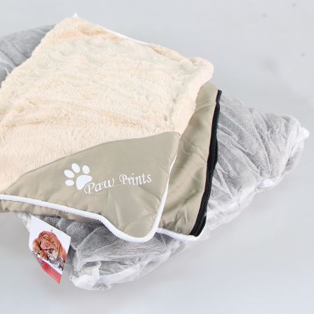 Лежак подушка Pet Choice для собак, 88х65х15 см, со съемным чехлом на молнии, кремовый