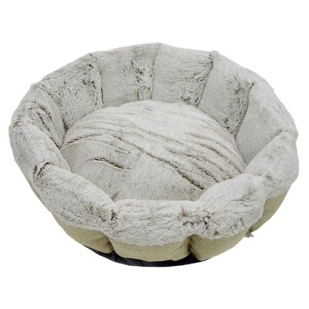 Лежак Pet Choice для собак и кошек, круглый с бортом 55х55х16 см, меховой, серый