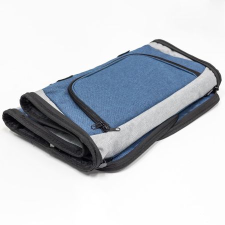 Сумка переноска складная для собак и кошек 46х28х29 см, синий/серый