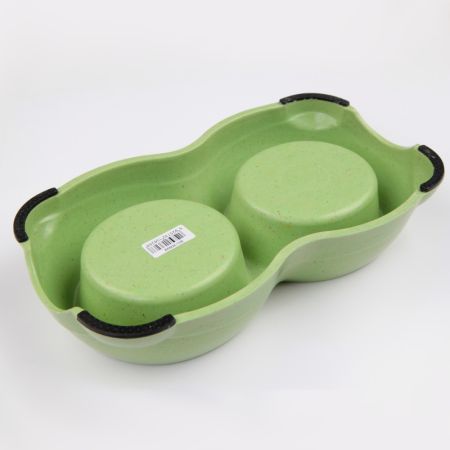 Миска двойная, 26×15×5.5 см, 250+250 мл, зеленый Миска двойная, 26×15×5.5 см, 250+250 мл, зеленый