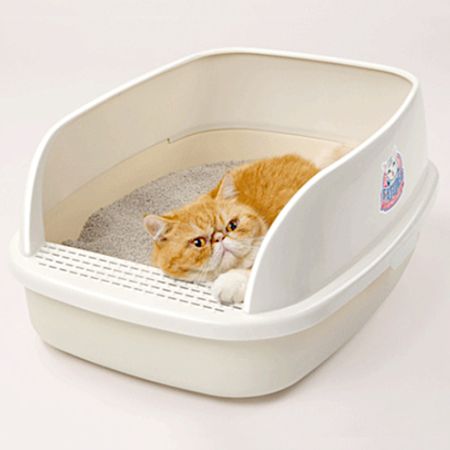 Лоток для кошек XL с совком Catidea 63х45х25 см, кремовый