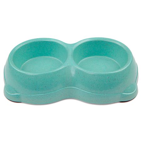 Миска двойная, 26×15×5.5 см, 250+250 мл, голубой