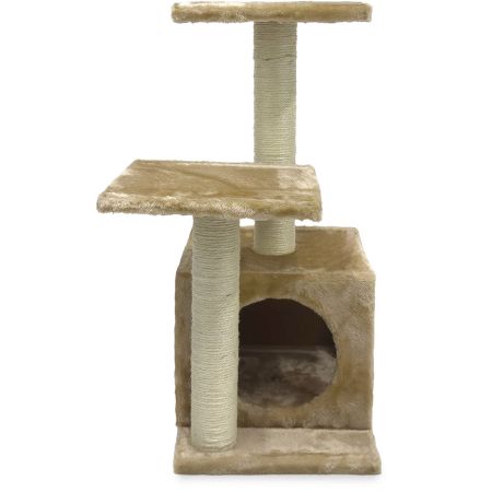 Когтеточка-комплекс с домиком 40х30х67 см, бежевый