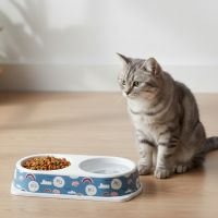 Миска двойная, 25х14х4.5 см, 180+180 мл, синий