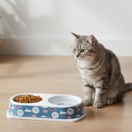 Миска двойная, 25х14х4.5 см, 180+180 мл, синий