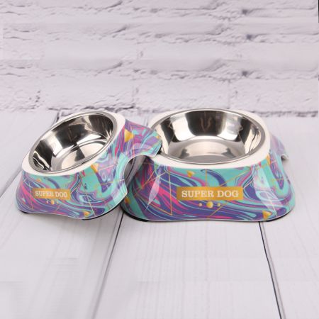 Миска с металлической вставкой, 20x21x6 см, голубой