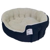 Лежак с бортом 53х47х18 см, вельвет, съемная подушка, черно-белый Лежак с бортом 53х47х18 см, вельвет, съемная подушка, черно-белый