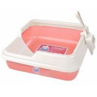 Лоток для кошек Catidea 44х44х14,5 см с совком, розовый