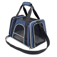 Сумка переноска складная для собак и кошек 45х30х30 см, синяя