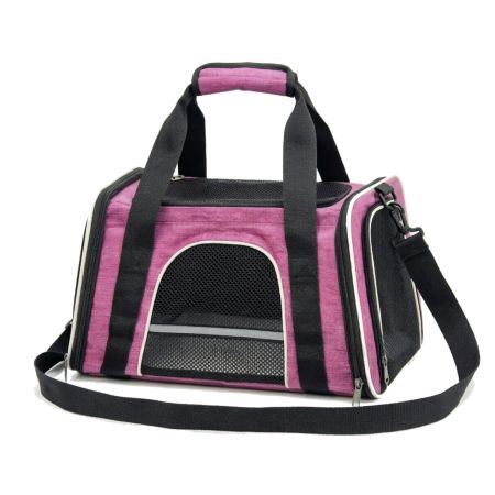 Сумка переноска складная для собак и кошек 45х30х30 см, розовая