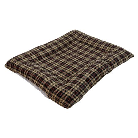 Лежанка матрас для собак 85х65х9 см, серый, клетка коричневая с красным Лежанка матрас для собак 85х65х9 см, серый, клетка коричневая с красным