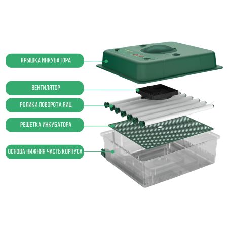 Инкубатор для яиц автоматический Des Champs ECO PROFI C-36 от сети и аккумулятора с роликовым лотком и овоскопом на 36 яиц