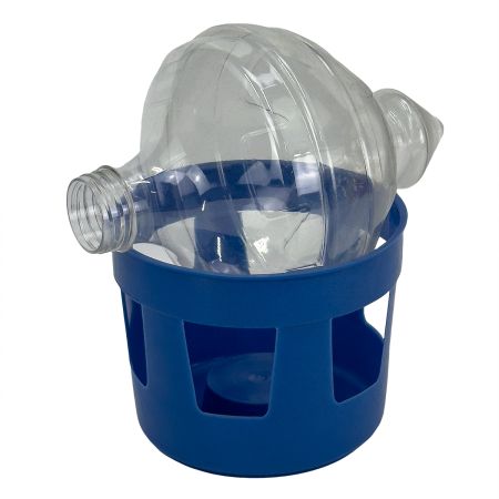 Поилка вакуумная 3 л с окошками для голубей, синяя