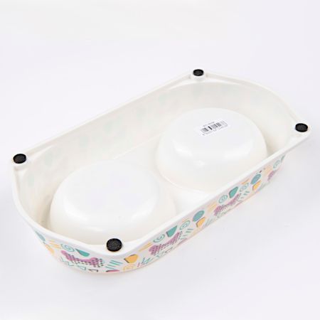 Миска двойная, 25х14х4.5 см, 180+180 мл, белый