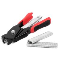 Инструмент скобообжимной С-тип для клеток автоматический 8-12 мм, красный + скобы 100 шт.